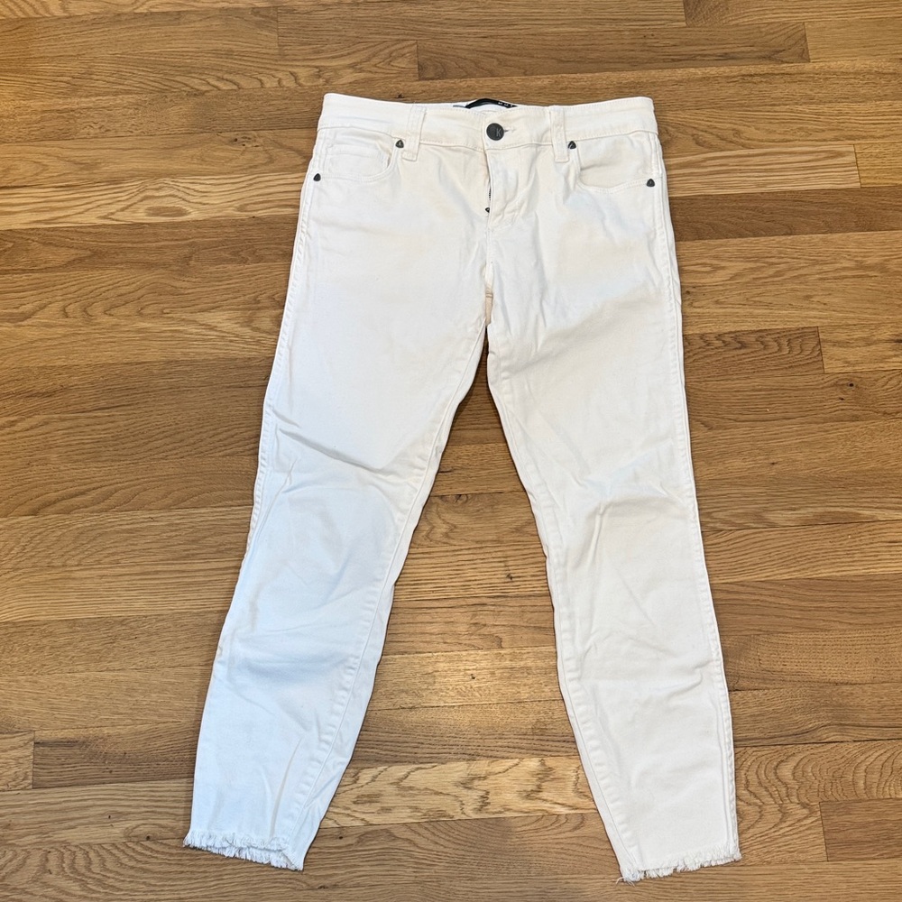 Kut from the Kloth White Frayed Hem Cropped Jeans